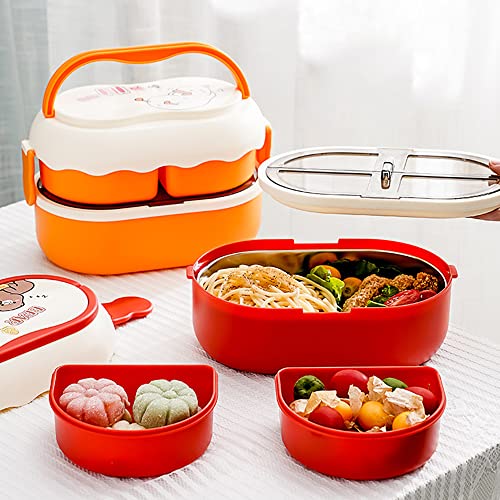 Lunch Box, Cute 304 Stainless Steel Lunch Box for Kids School, 2 Layers ...