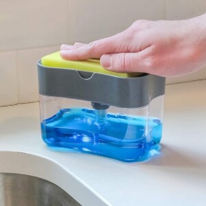 Efficient and Stylish 2-in-1 Soap Pump Dispenser and Sponge Holder for Organized and Streamlined Kitchen Cleaning