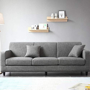Sofa Couch, Living Room Sofa Line Fabric Classic Modern Furniture Couches Leisure Zone Fabric Sofa Settee 3 Seater Sofa Living room apartment economy sofa(gray),1.45m double