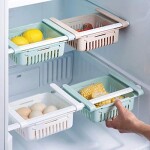 Fridge Storage,Refrigerator Drawer,Fridge Pull-Out Shelf Plastic Holder Storage Box,Plastic Article Storage Shelf Retractable,Refrigerator Drawer Shelf Plate Layer,Small Size,Pack of 4