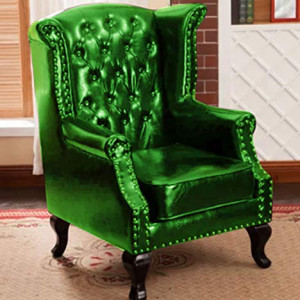 GLF KING CHAIR, ARM CHAIR, LONG BACK, COMFERTABLE SEAT (GREEN, leather)