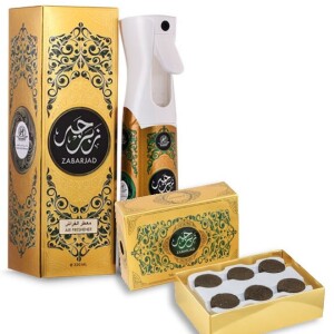 Zabarjad Exclusive Fragrance Gift Set - 320ml Air Freshener & 12pcs Royal Tablet Bakhoor