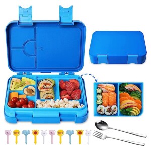 Bento Boxes for Kids and Toddlers,710ml Bento Lunch Box with 6 Compartments,Blue