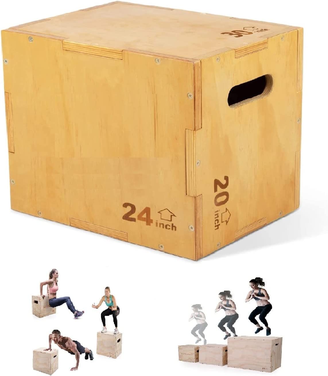 Wooden Plyo Box Exercise Plyometric Jump Box for Jumping | MF-0357-20x24x30 LARGE