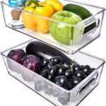 MULTISTAR, Fridge Organisers Bins, 2-Set Fridge Storage Containers, Clear Fridge Storage Containers Kitchen Pantry Organizers and Storage, 