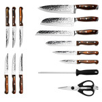 15-piece Block Knife Set with Sharpener and Scissor| Knife Set with Stand | Professional Knife Set | Chef Knife Professional | Kitchen Knives | Block Knife Sharpener