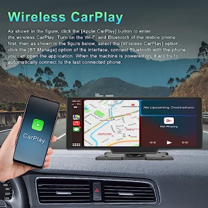 RoadMap World's First *Dual BlueTooth With Car Logo* Portable Wireless Carplay/Android Auto Display - 10.26" HD IPS Touch Screen, Mobile Mirroring, Play Video files (For Buick)