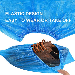 Overshoes 100 pcs Disposable Shoe Cover Blue Plastic Anti Slip Cleaning Overshoes Boot Safety