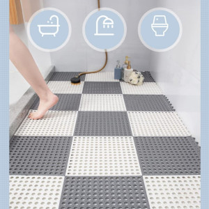10Pack Drainage Interlocking Floor Mats 12�x12� Non-Slip Shower Bathroom Pool Deck Tiles for Flooring Soft Mat Vented Floor Tile