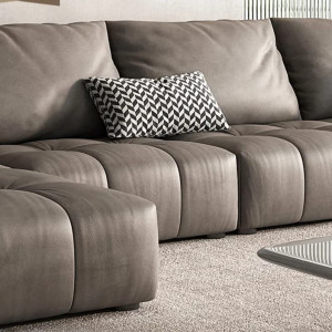 Leather L shape sofa Italian modern seats living room corner sofa set Nordic soft European sofa set furniture (Left, White)