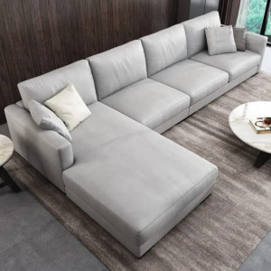 Corner combination sofa Italian luxury modern living room waterproof corner sofa set (White)