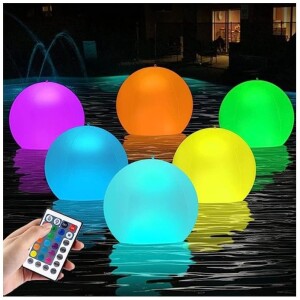 Solar Floating Pool Lights,14" Ball LED Night Light Waterproof with Remote Control,RGB Colors Changing