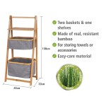 Bamboo Laundry Hamper with Top Shelf,3 Layer Clothes Storage Basket with 2 Removable Sliding Oxford Cloth Drawer