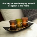 Natural Candlescape Set, 3 Decorative Candle Holders, Rocks and Tray