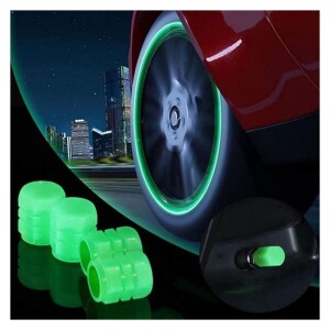 4-pieces Universal Fluorescent Car Tire Valve Caps,Luminous Tire Valve Stem Caps