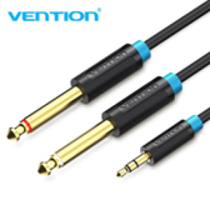 3.5mm Male to 2*6.5mm Male Audio Cable 1M Black