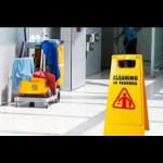 Cleaning In Progress Floor Caution Sign Board With 360 Degree Floor Black Spin Mop