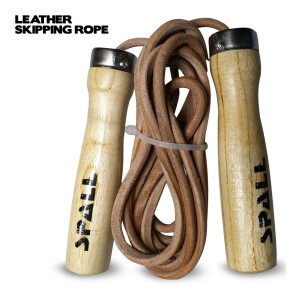 Spall Quality Leather Skipping Jump Rope Indoor Gym Workout Wooden Handles