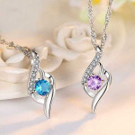 925 Sterling Silver Crystal Zircon Heart Fashion Necklace For Women