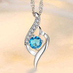 925 Sterling Silver Crystal Zircon Heart Fashion Necklace For Women