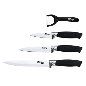 4-piece Knife Set with Ceramic Peeler-White and Black Colour|Kitchen Knife Set for Home|Professional Knife Set|Chef Knife Professional|Kitchen Knives|Vegetable Peeler