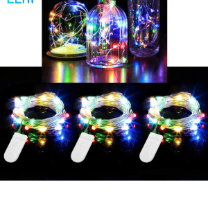 3-Pack Fairy String Lights with Battery and Flexible Copper Wire 2Mtr Mini 20 LEDs Multicolor LED Strip for Christmas