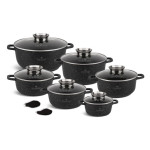 EDENBERG 12-piece Round Pot Set with Lid| Stove Top Cooking Pot| Cast Iron Deep Pot| Butter Pot| Chamber Pot with Lid