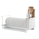 Dish Rack with Removable Cutlery Holder and Drainboard,Compact Dish Drainer,Stainless Steel Dish Drying Rack