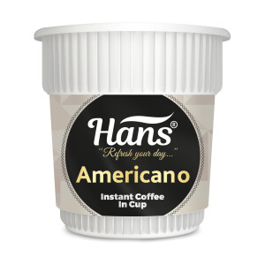 Hans Americano Instant Coffee In Cup, 6 Cups Box