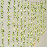 Artificial Leaf Vines Fairy String Lights Curtain String LEDs 4Mtr 300 LED Warm White String Light Electric Plug Powered