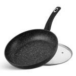 24Cm Fry Pan With Lid Ceramic-Marble Coat, Non-Stick, Pfoa Free