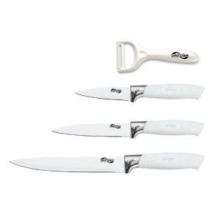 4-piece Knife Set with Ceramic Peeler- White Colour | Kitchen Knife Set for Home| Professional Knife Set | Chef Knife Professional | Kitchen Knives| Vegetable Peeler