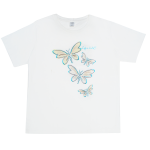 Del Sol Basamat Color Change Women's T-shirt Silver Butterfly Crew T-White Small