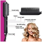 Ionic Hair Straightener Comb,Ionic Straightening Brush with Anti Scald, 2 in 1 Fast Ceramic Heating Hair Brush for Straightening and Curling