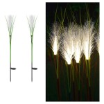 Reed Fiber Optic Light,2 Pack Solar Powered Garden Flower Lights Outdoor LED Waterproof Garden Stake Lights White Light