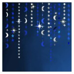 Blue Silver Stars and Moon Garlands Kit,Twinkle Little Star Garand Eid Decoration,Home Happy Ramadan Party Decor Hanging Streamer Wedding Backdrop Banner