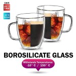 Double Wall Glass Coffee Mugs with Handle,2 Pack Insulated Coffee Cups Espresso Cups,Heat-resistant Borosilicate Glass Coffee Mugs ?250ml?
