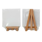 Rosymoment Mini Stretched Canvas with Wooden Easel, Art Primed Canvases for Painting Size 15x26cm, White Color