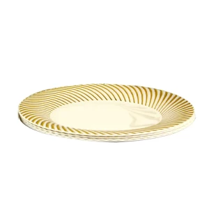 Rosymoment Disposable party plate 7 inch white and golden color 10 pieces set