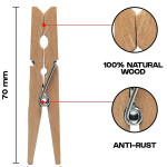 Wooden Clothespins Natural Bamboo Clothes Pegs Anti Rust and Moisture Resistant Wooden Craft Pins Durable Clothing