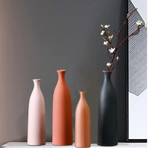 4 Pieces Colorful Ceramic Flower Vase,Elegant Decorative Flower Vase for Living Room, Kitchen, Office,Table and Wedding 33x9x2.5cm