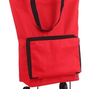Shopping Bag Trolley With Wheels, Shopping Bag Portable Foldable Luggage Bag Multi-Function Oxford Tote bag Shopping Cart,Red