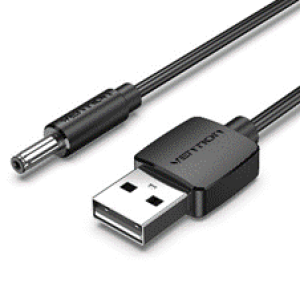 USB to 3.5mm Barrel Jack 5V DC Power Cable Black 0.5m