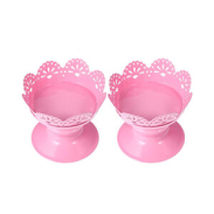 2-Piece Iron Mini Cupcake Stand Holder, Pink