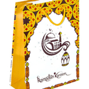 Ramadan Kareem Gift Bag Set, 12-Pieces, 24 x 17.5 x 8cm, Yellow/White