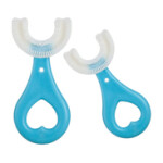 Claiol U-Shaped Kids Toothbrush Premium Soft Manual Training Toothbrush, Blue, 2 Pieces
