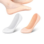 Sintege Silicone Aloe Socks Anti Slip Moisturizing Socks Breathable Gel Heel Socks Protectors for Softening Women & Men, 6 Pair, Beige/Grey