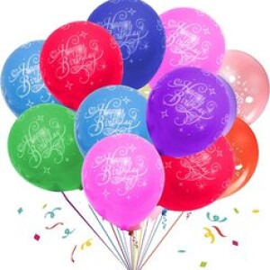 12 pcs happy birthday Balloons 12-inch multicolor Bright Balloons for Party Decoration, Birthday Party packet. (1x300 packets in carton )