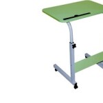 Laptop Table Desk Stand Mobile Computer Height Adjustable With Rolling Wheel For Bedroom Living Room Office Green Color 60X40Cm