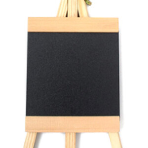 Rosymoment Tabletop Notice Small Black Board with Wooden Stand, 16 x 28cm, Black/Beige